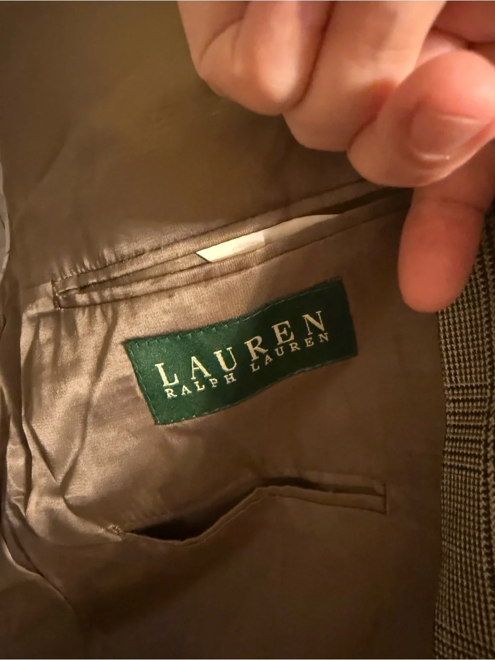 Lauren Ralph Lauren Blazer 44R Wool Silk Blend 2 Button Sports Coat Houndstooth